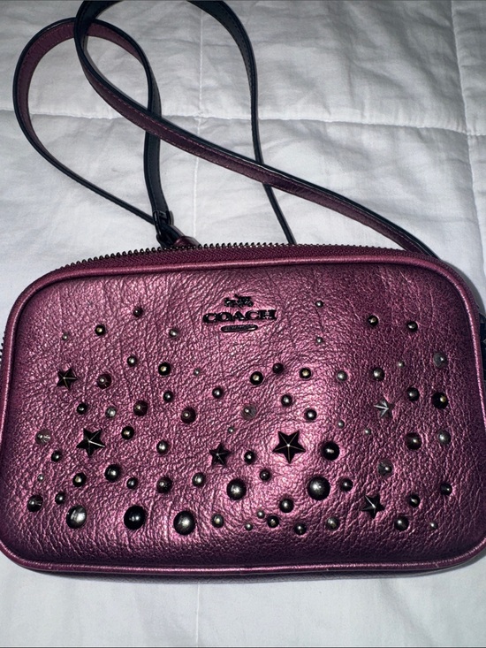 Coach Handbags - COACH Metallic Plum Star & Stud Leather Crossbody